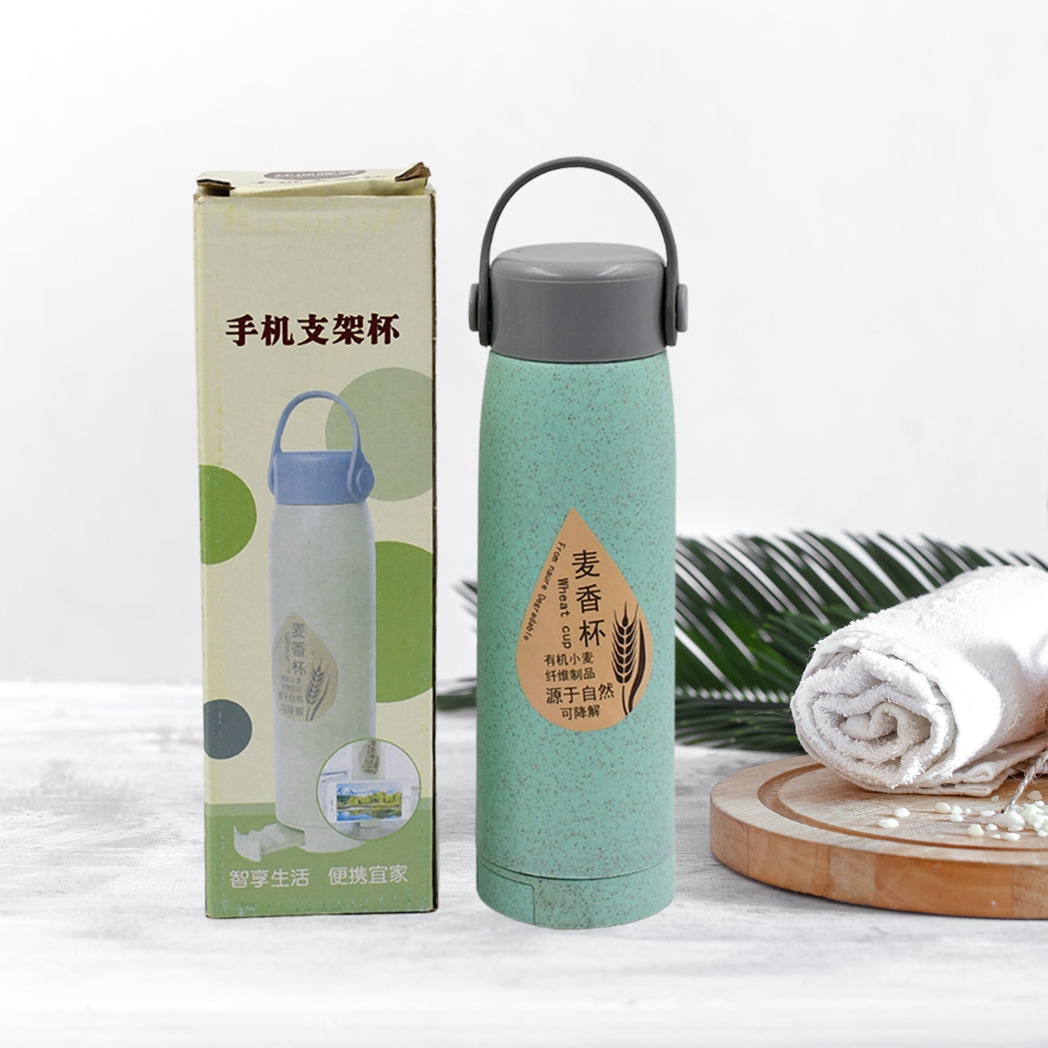 6951 High Portable Water Bottle, Creative Wheat Fragrance Glass Bottle Water with Mobile Phone Holder Wide Mouth Glass Water 380ml (MOQ :- 80 pc) 6951 High Portable Water Bottle, Creative Wheat Fragrance Glass Bottle Water with Mobile Phone Holder Wide Mouth Glass Water 380ml (MOQ :- 80 pc)